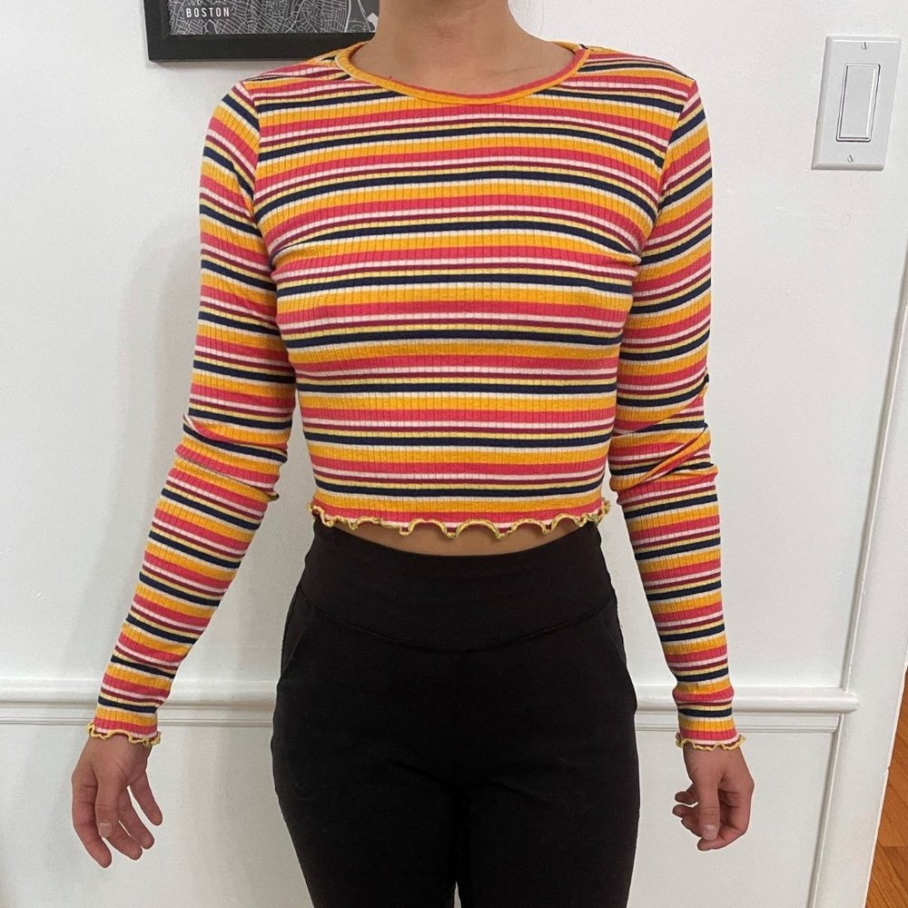Fun ASOS striped long sleeve crop top with tags